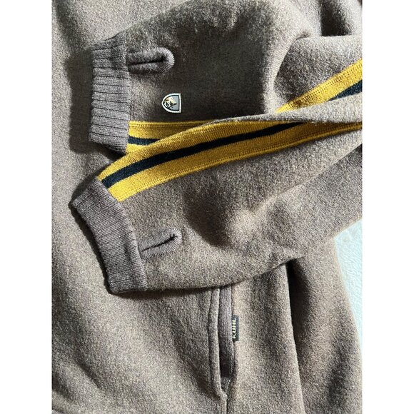 Kuhl Deer Valley Brown Fleece Full-Zip Jacket With Yellow Stripes Mens Size L Wa - Picture 12 of 12